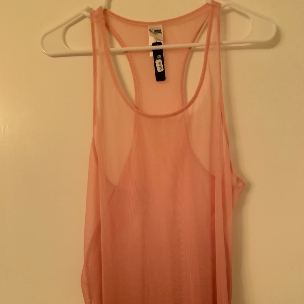 PINK Beige pink tank top see-thru